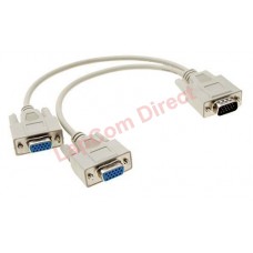 1 PC to 2 Monitor VGA SVGA Y Splitter Cable Lead 2 Way 